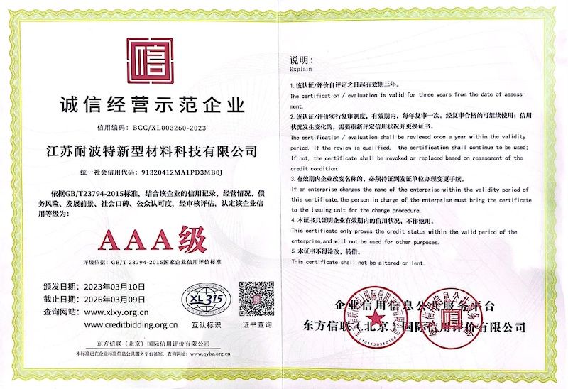诚信经营示范等级证书